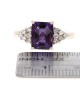 Amethyst Cushion and Diamond Ring in Gold